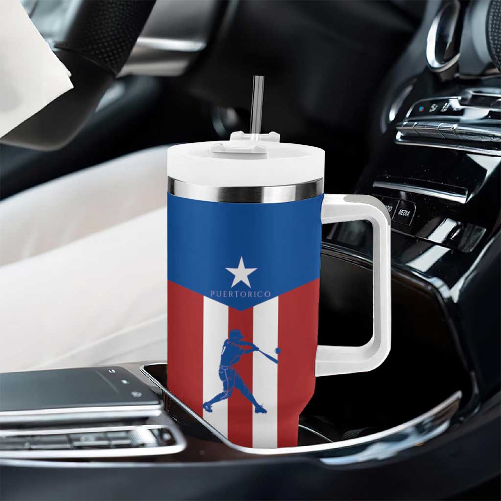 Puerto Rican Baseball Tumbler With Handle Boricua Flag Sports