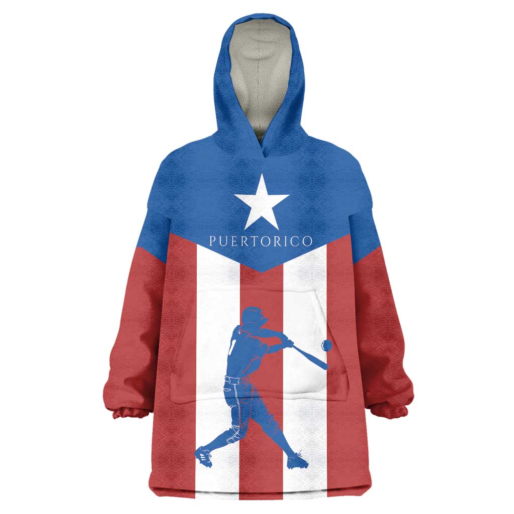 Puerto Rican Baseball Wearable Blanket Hoodie Boricua Flag Sports