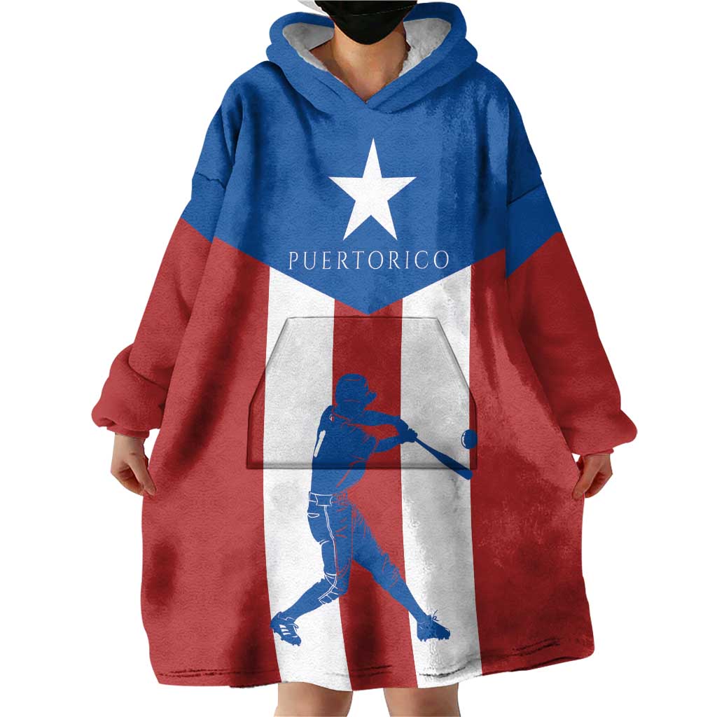 Puerto Rican Baseball Wearable Blanket Hoodie Boricua Flag Sports
