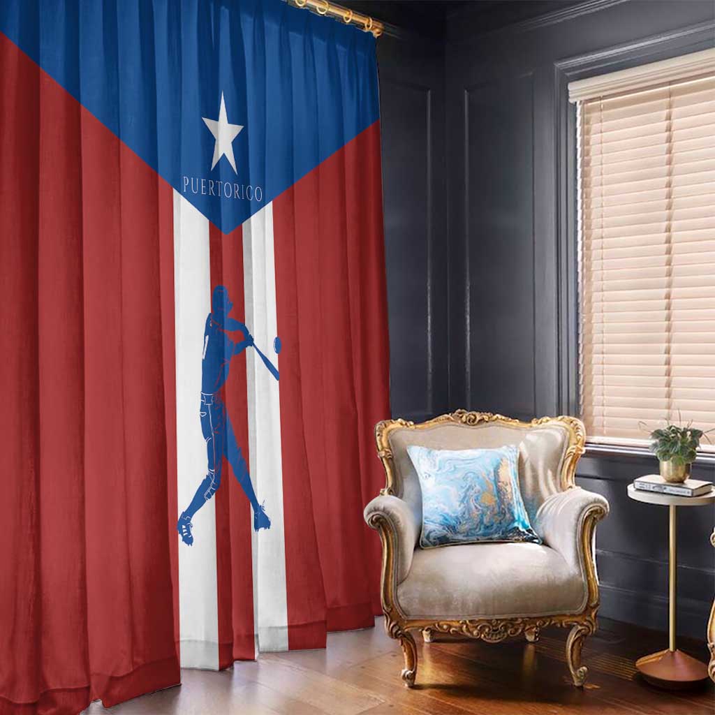 Puerto Rican Baseball Window Curtain Boricua Flag Sports