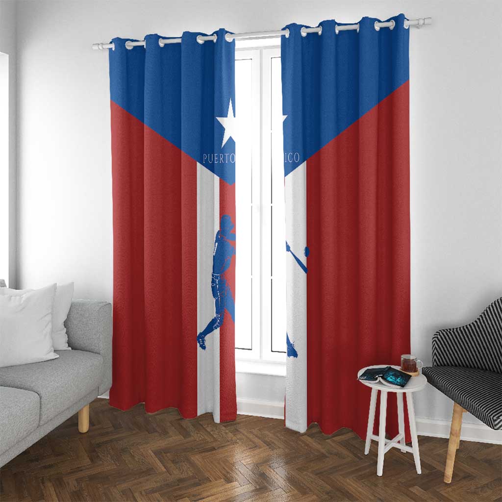 Puerto Rican Baseball Window Curtain Boricua Flag Sports