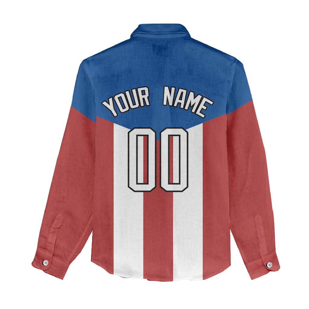 Puerto Rican Baseball Women Casual Shirt Boricua Flag Sports