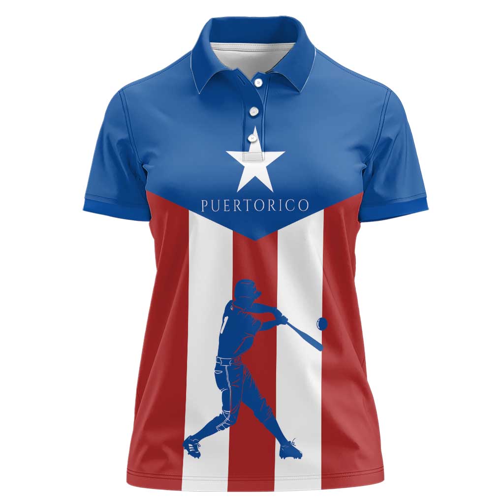 Puerto Rican Baseball Women Polo Shirt Boricua Flag Sports