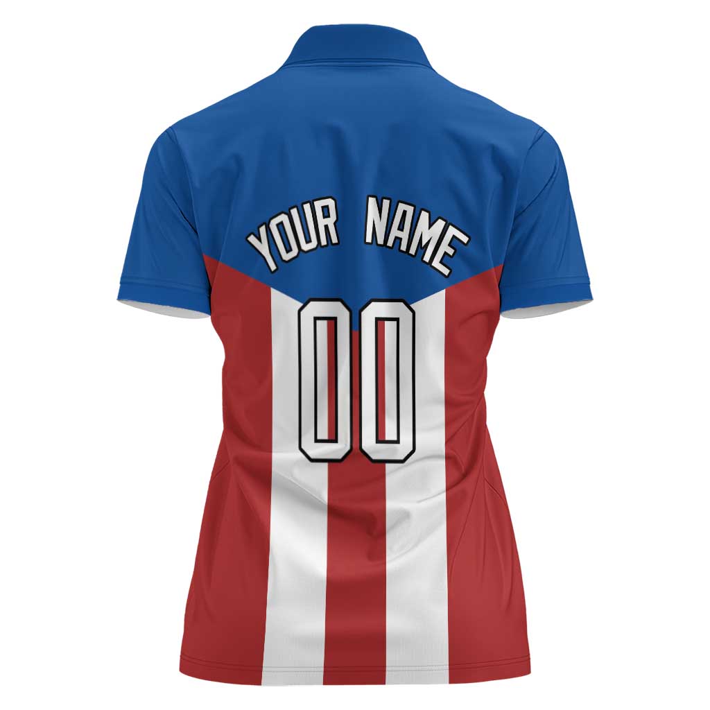 Puerto Rican Baseball Women Polo Shirt Boricua Flag Sports