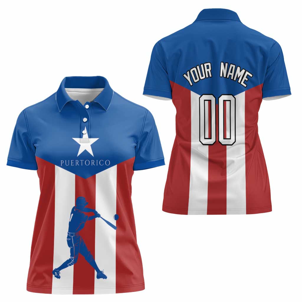 Puerto Rican Baseball Women Polo Shirt Boricua Flag Sports