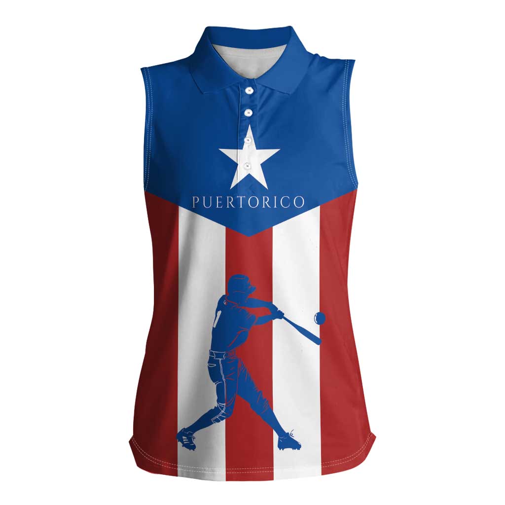 Puerto Rican Baseball Women Sleeveless Polo Shirt Boricua Flag Sports