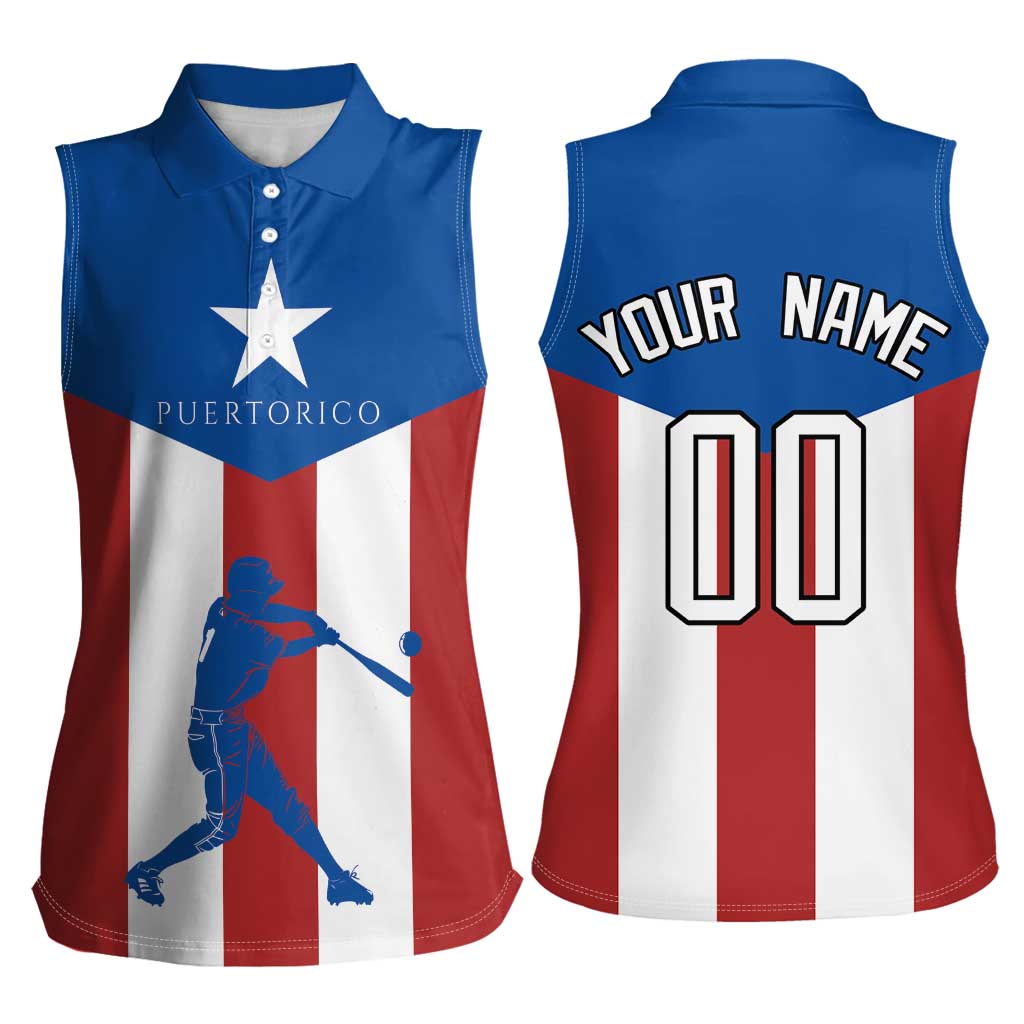 Puerto Rican Baseball Women Sleeveless Polo Shirt Boricua Flag Sports
