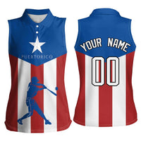 Puerto Rican Baseball Women Sleeveless Polo Shirt Boricua Flag Sports