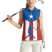 Puerto Rican Baseball Women Sleeveless Polo Shirt Boricua Flag Sports