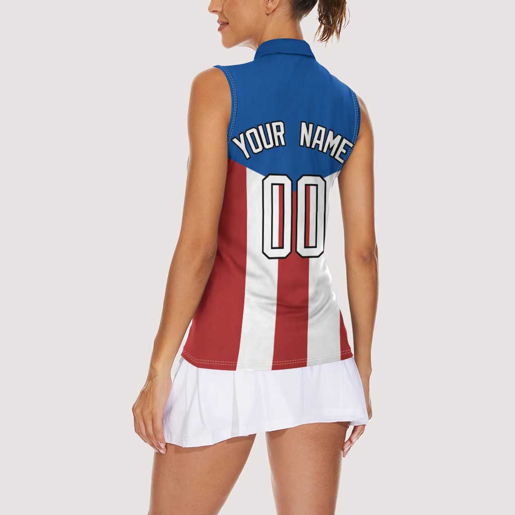 Puerto Rican Baseball Women Sleeveless Polo Shirt Boricua Flag Sports