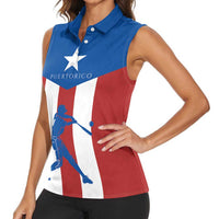 Puerto Rican Baseball Women Sleeveless Polo Shirt Boricua Flag Sports