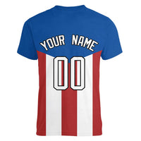 Puerto Rican Baseball Women V-Neck T-Shirt Boricua Flag Sports