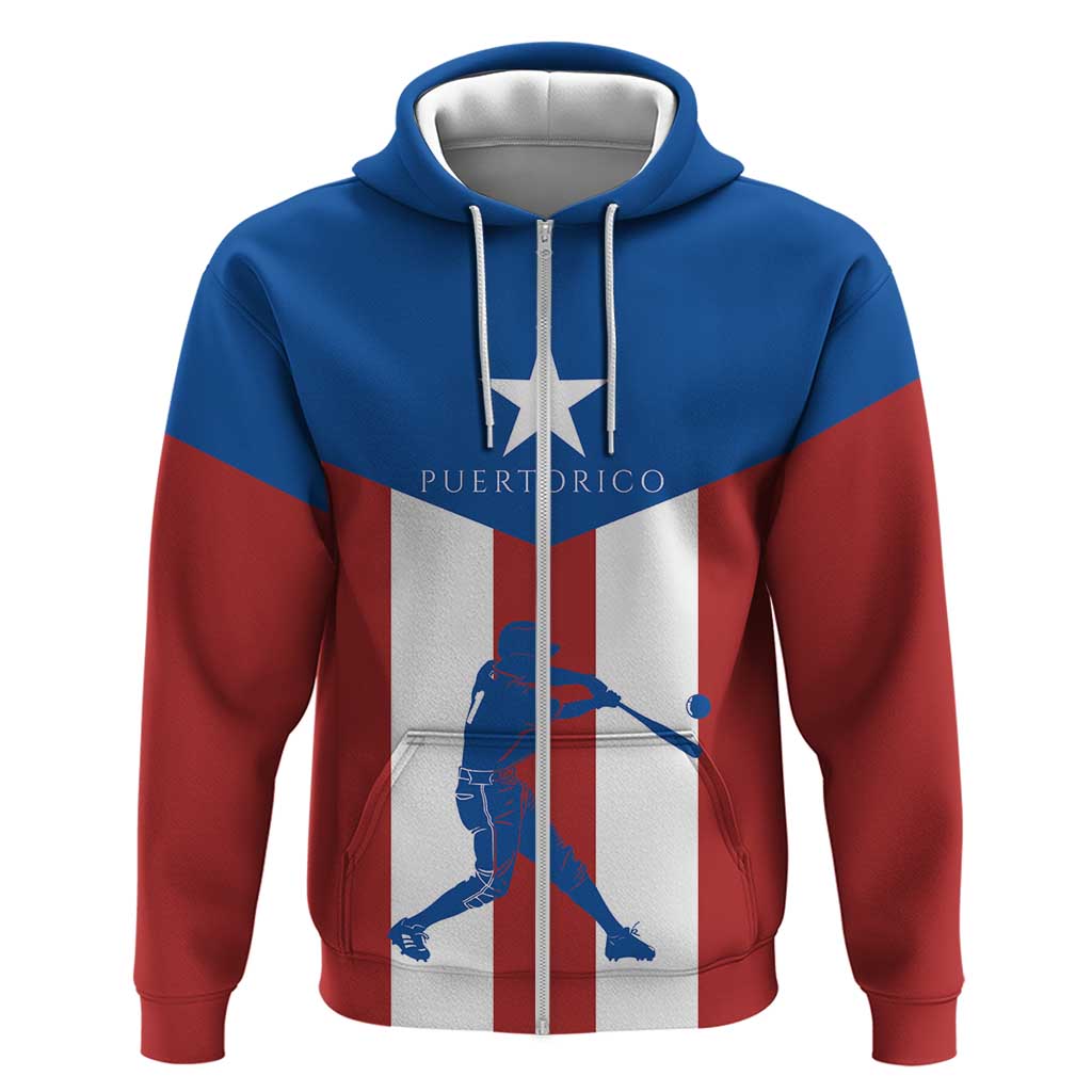 Puerto Rican Baseball Zip Hoodie Boricua Flag Sports