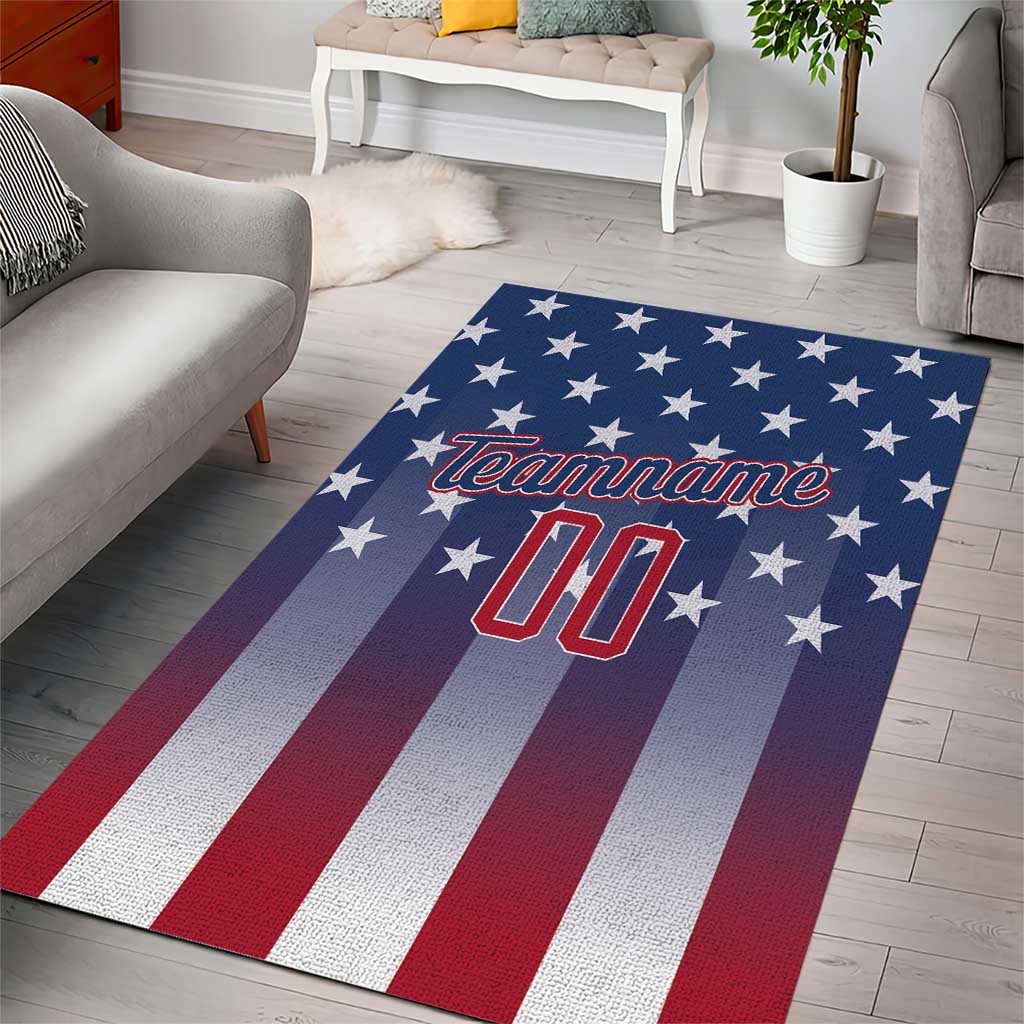 Personalized Team Name American Area Rug USA Flag Fashion Sports
