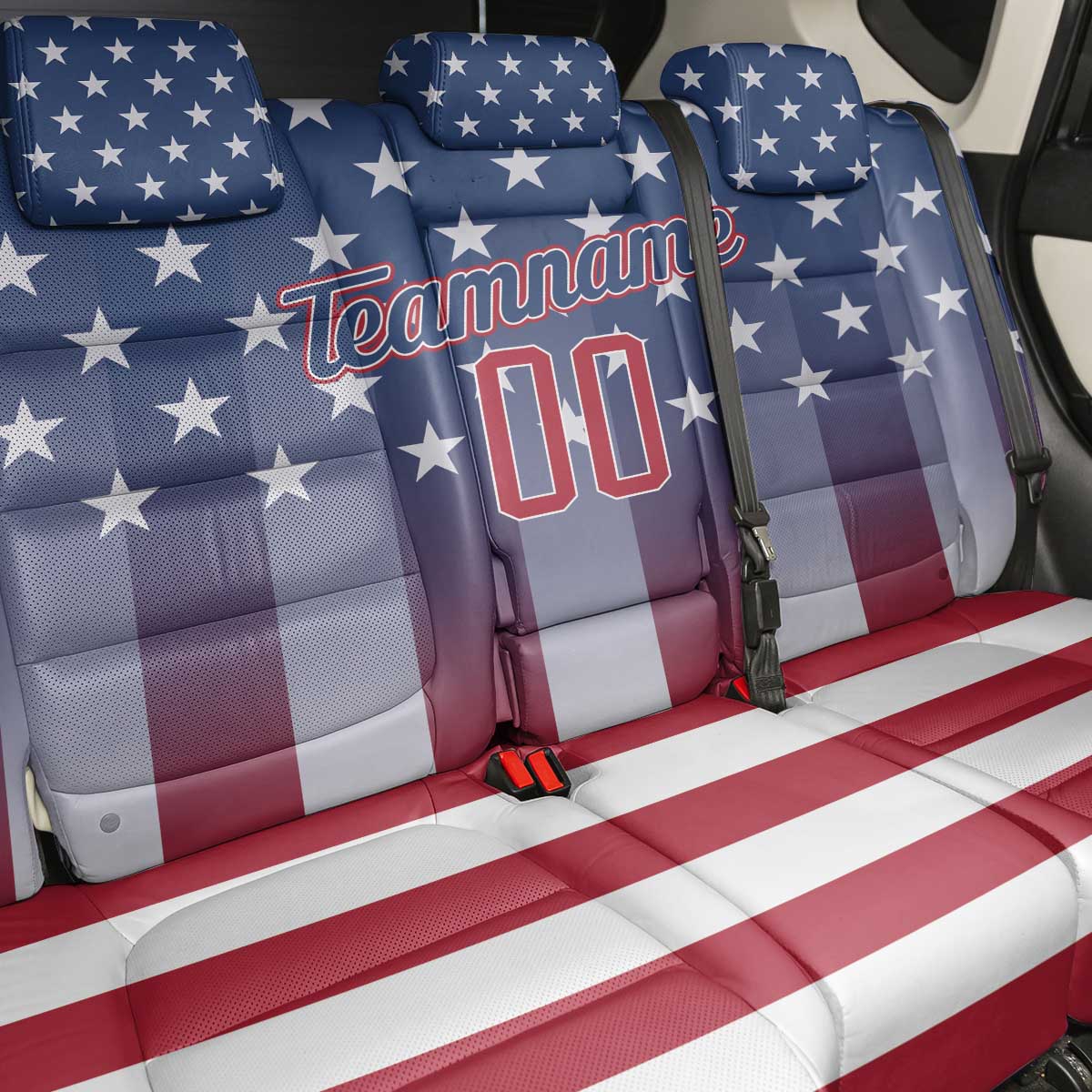 Personalized Team Name American Back Car Seat Cover USA Flag Fashion Sports