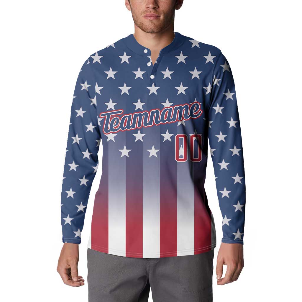 Personalized Team Name American Button Sweatshirt USA Flag Fashion Sports