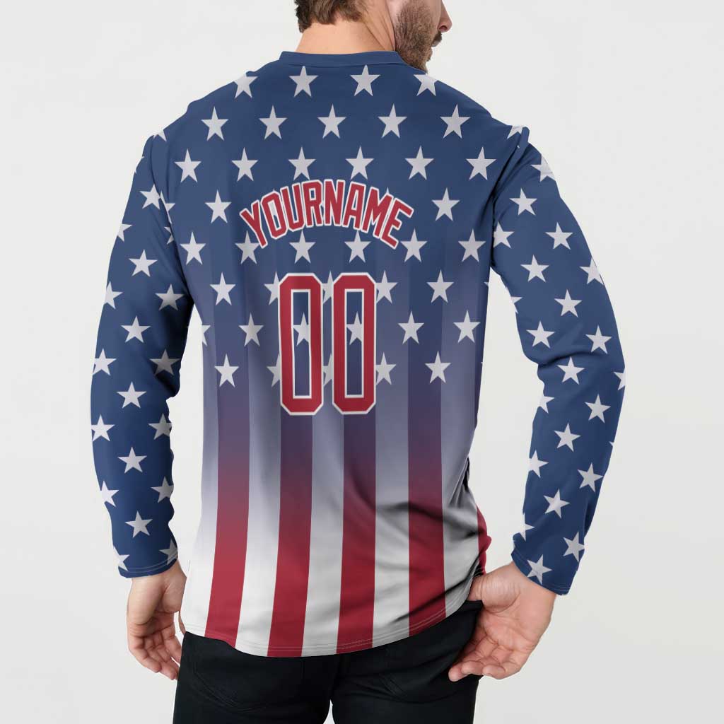 Personalized Team Name American Button Sweatshirt USA Flag Fashion Sports