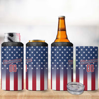 Personalized Team Name American 4 in 1 Can Cooler Tumbler USA Flag Fashion Sports