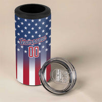 Personalized Team Name American 4 in 1 Can Cooler Tumbler USA Flag Fashion Sports