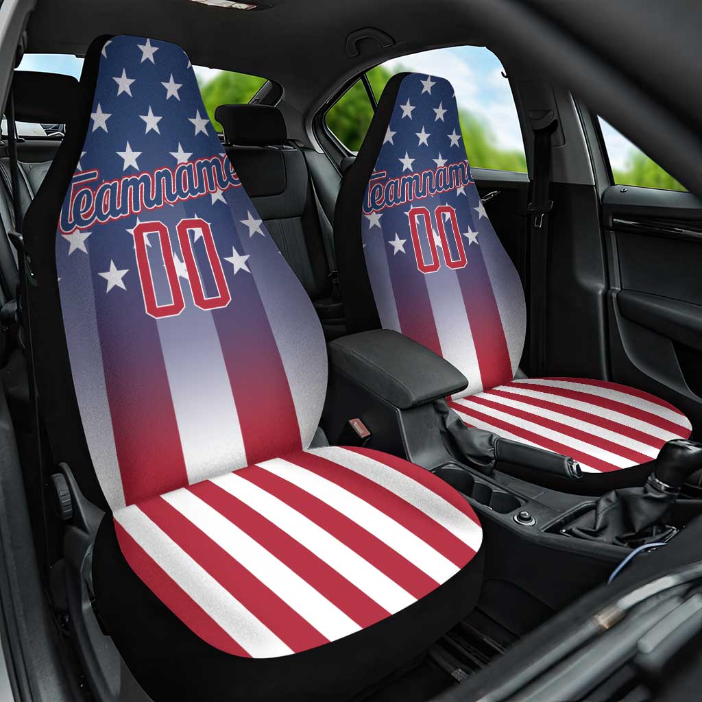 Personalized Team Name American Car Seat Cover USA Flag Fashion Sports