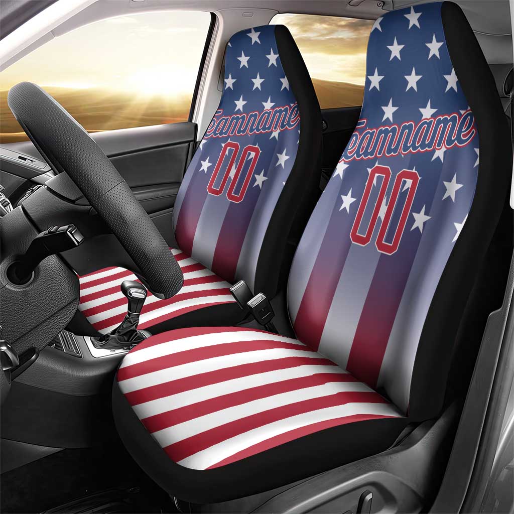 Personalized Team Name American Car Seat Cover USA Flag Fashion Sports