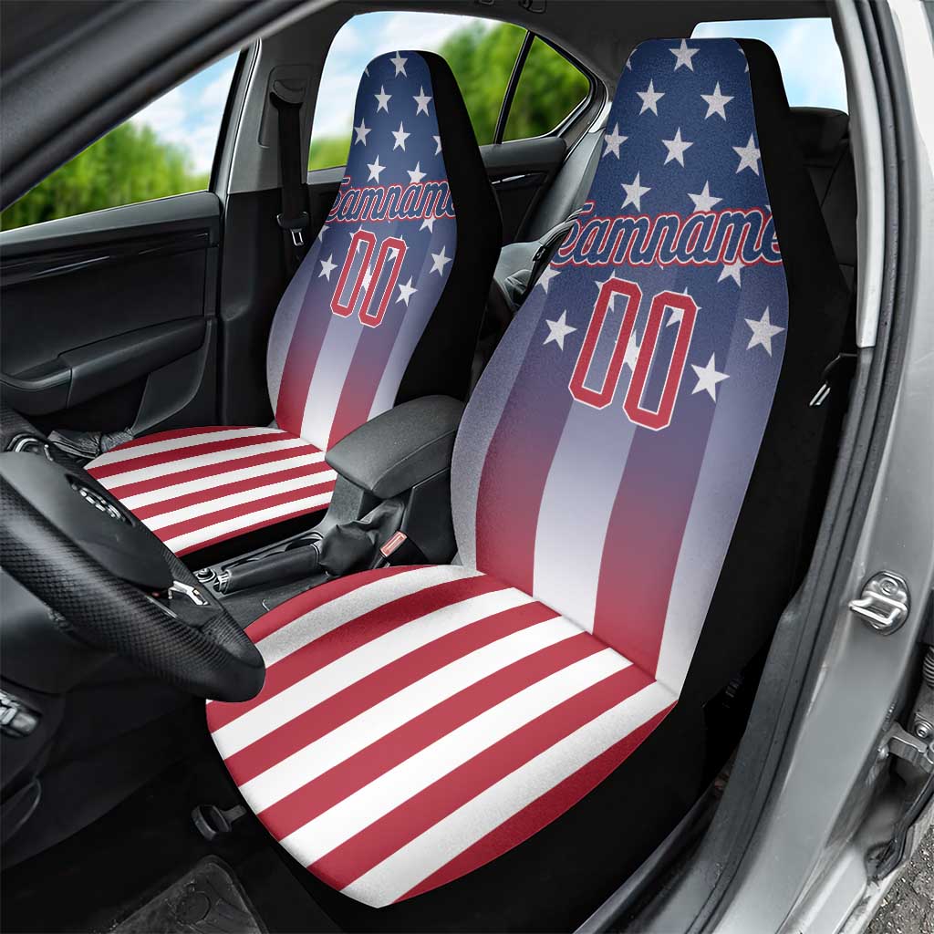 Personalized Team Name American Car Seat Cover USA Flag Fashion Sports