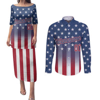 Personalized Team Name American Couples Matching Puletasi and Long Sleeve Button Shirt USA Flag Fashion Sports