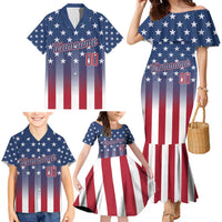 Personalized Team Name American Family Matching Mermaid Dress and Hawaiian Shirt USA Flag Fashion Sports