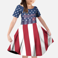 Personalized Team Name American Family Matching Off The Shoulder Long Sleeve Dress and Hawaiian Shirt USA Flag Fashion Sports