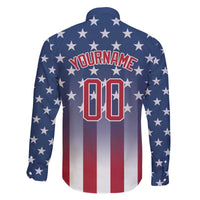 Personalized Team Name American Family Matching Off The Shoulder Long Sleeve Dress and Hawaiian Shirt USA Flag Fashion Sports