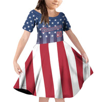 Personalized Team Name American Family Matching Off Shoulder Short Dress and Hawaiian Shirt USA Flag Fashion Sports