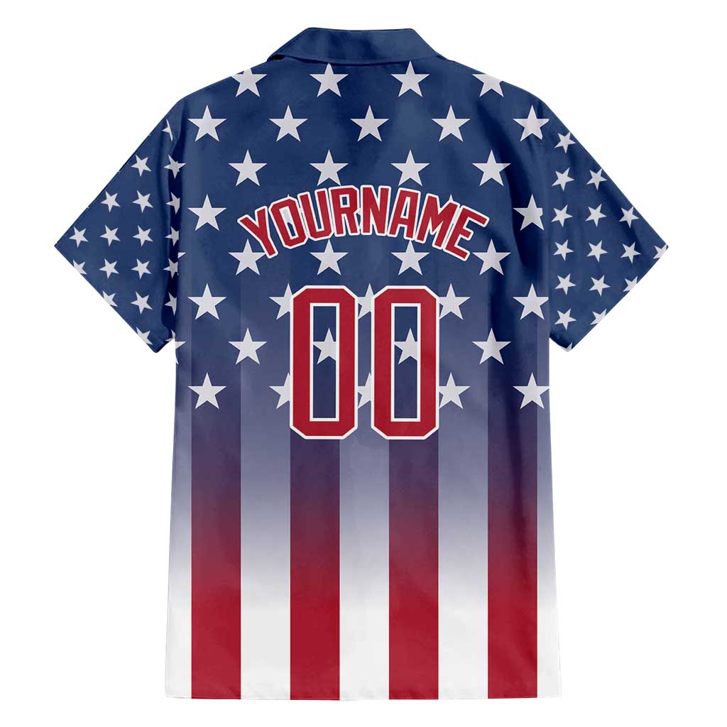 Personalized Team Name American Family Matching Off Shoulder Short Dress and Hawaiian Shirt USA Flag Fashion Sports
