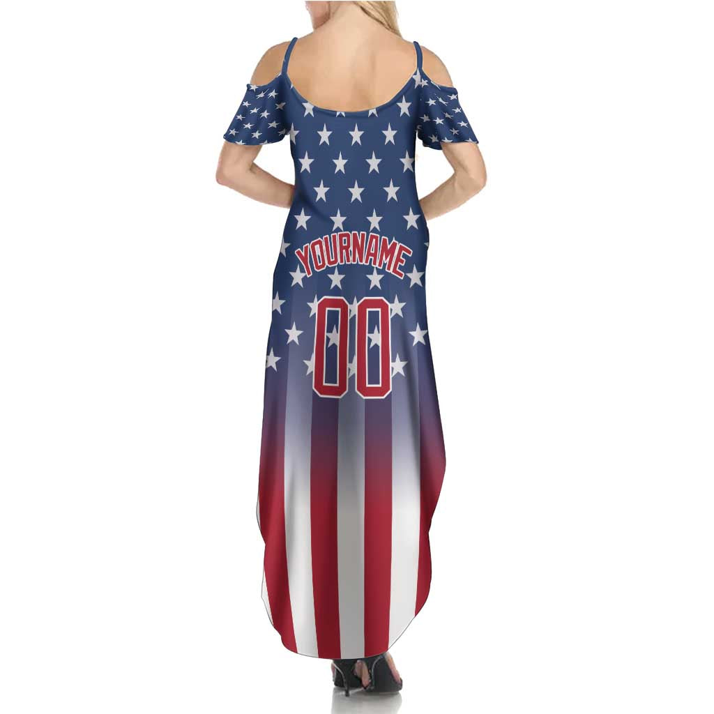 Personalized Team Name American Family Matching Summer Maxi Dress and Hawaiian Shirt USA Flag Fashion Sports