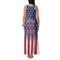Personalized Team Name American Family Matching Tank Maxi Dress and Hawaiian Shirt USA Flag Fashion Sports