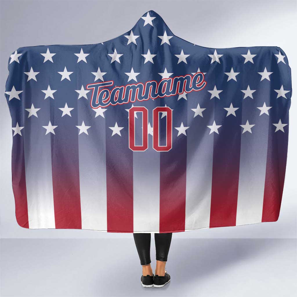 Personalized Team Name American Hooded Blanket USA Flag Fashion Sports
