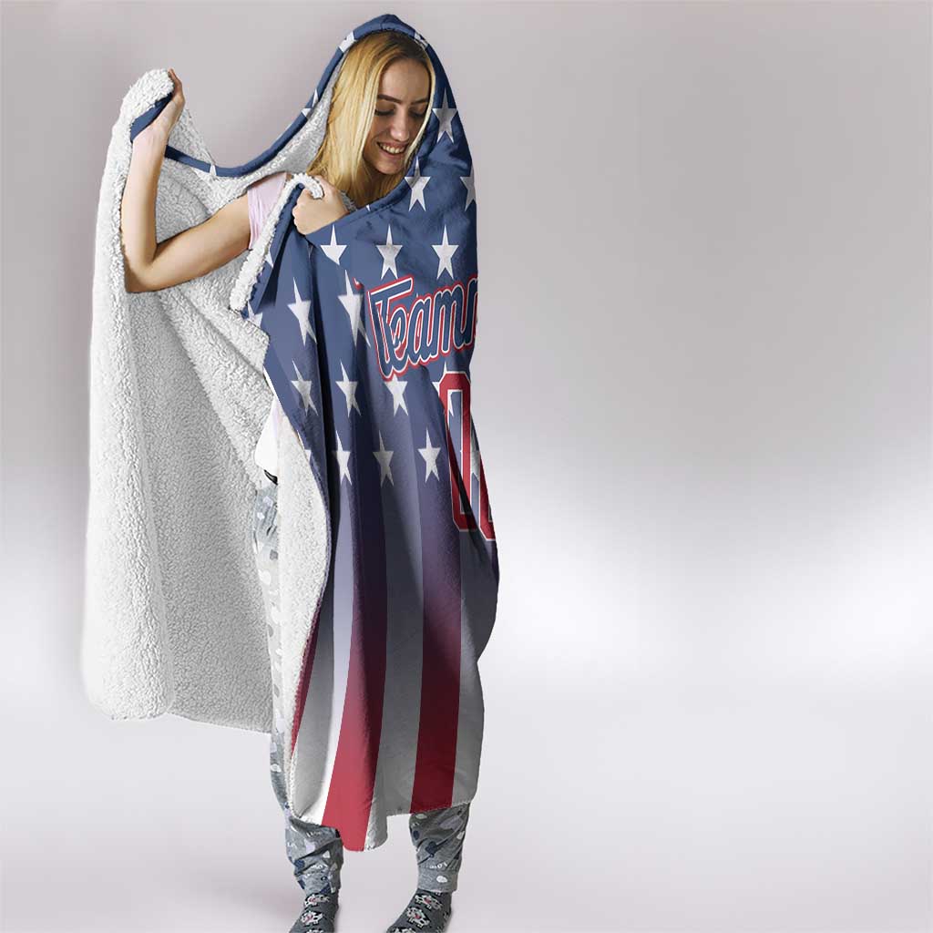 Personalized Team Name American Hooded Blanket USA Flag Fashion Sports