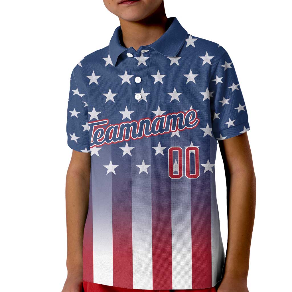 Personalized Team Name American Kid Polo Shirt USA Flag Fashion Sports