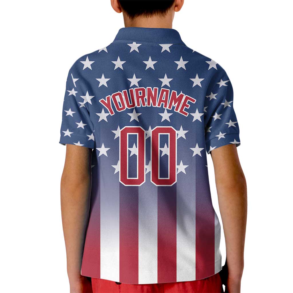 Personalized Team Name American Kid Polo Shirt USA Flag Fashion Sports