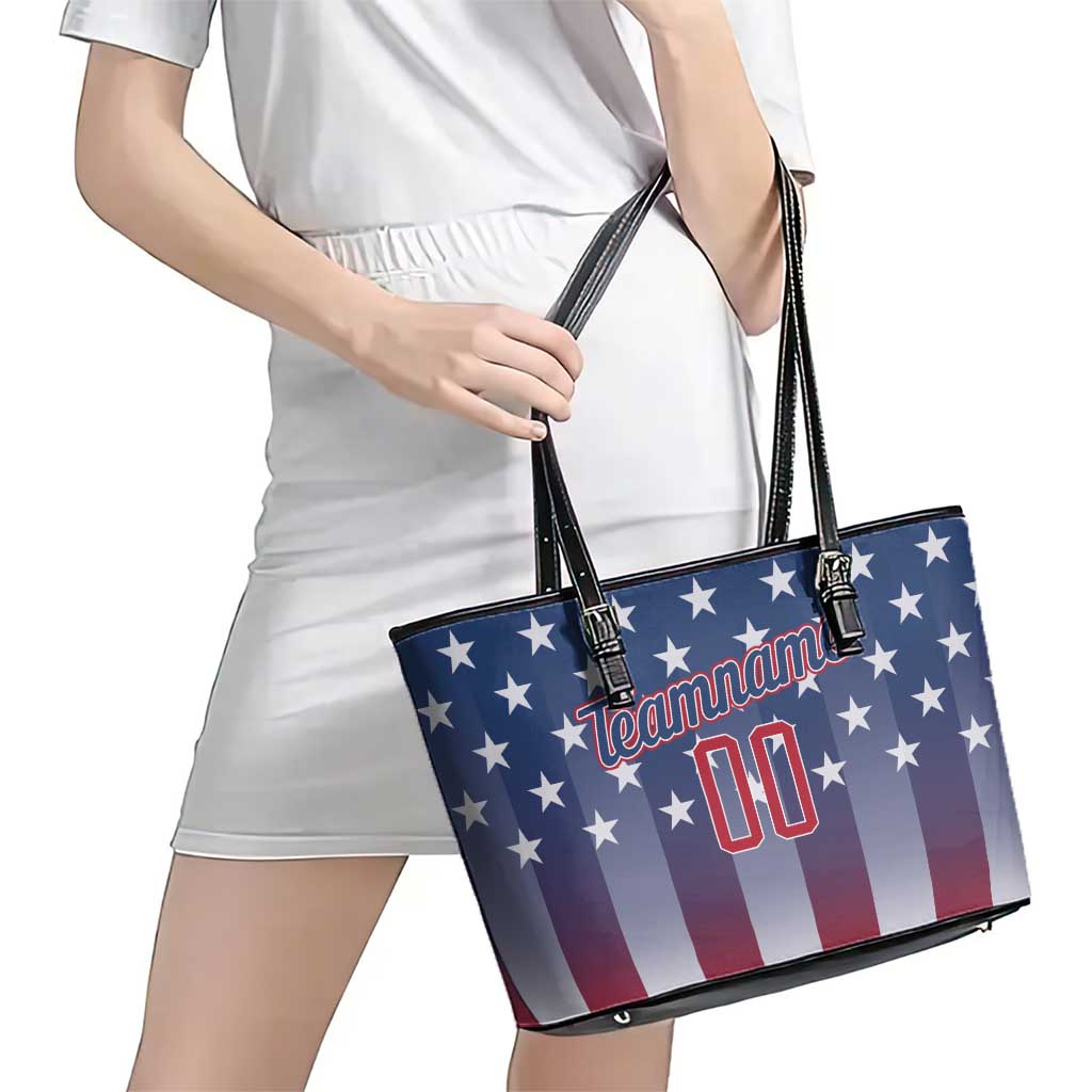 Personalized Team Name American Leather Tote Bag USA Flag Fashion Sports