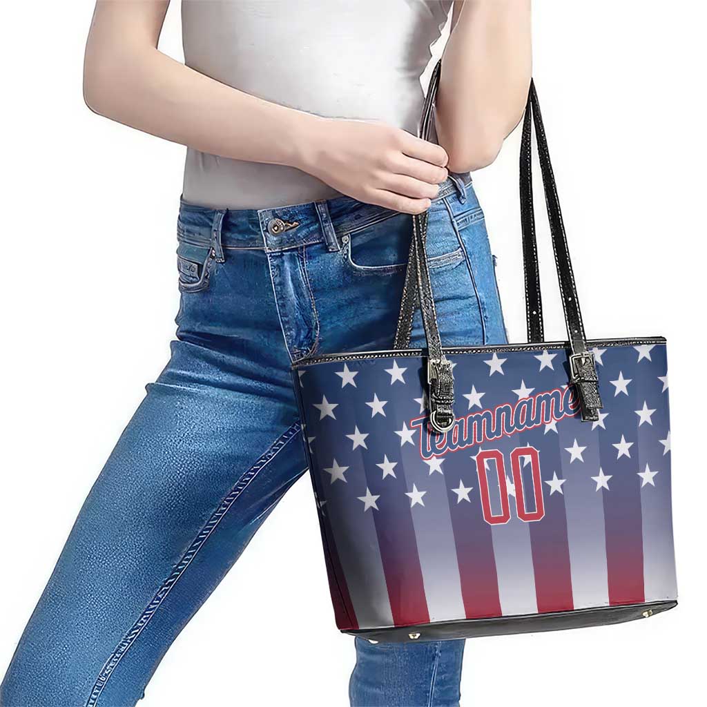 Personalized Team Name American Leather Tote Bag USA Flag Fashion Sports