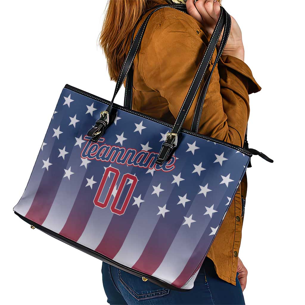 Personalized Team Name American Leather Tote Bag USA Flag Fashion Sports