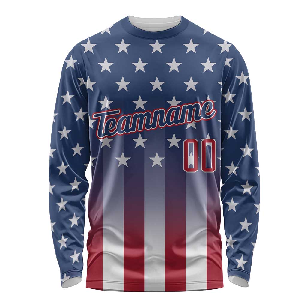 Personalized Team Name American Long Sleeve Shirt USA Flag Fashion Sports