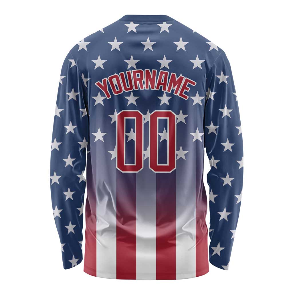 Personalized Team Name American Long Sleeve Shirt USA Flag Fashion Sports