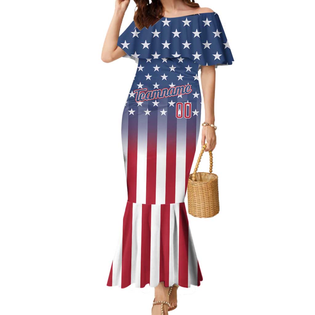 Personalized Team Name American Mermaid Dress USA Flag Fashion Sports
