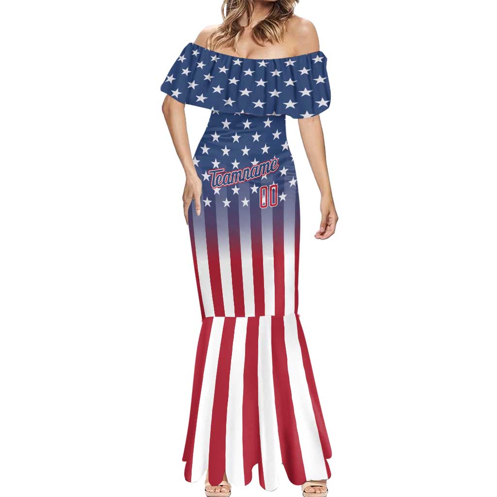 Personalized Team Name American Mermaid Dress USA Flag Fashion Sports