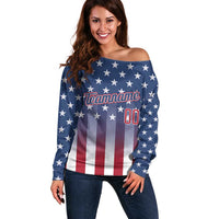 Personalized Team Name American Off Shoulder Sweater USA Flag Fashion Sports