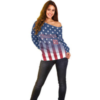 Personalized Team Name American Off Shoulder Sweater USA Flag Fashion Sports