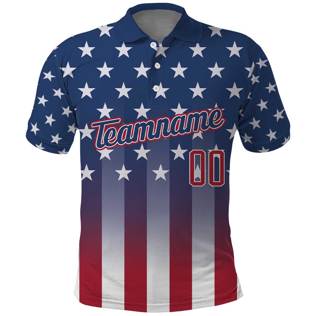 Personalized Team Name American Polo Shirt USA Flag Fashion Sports