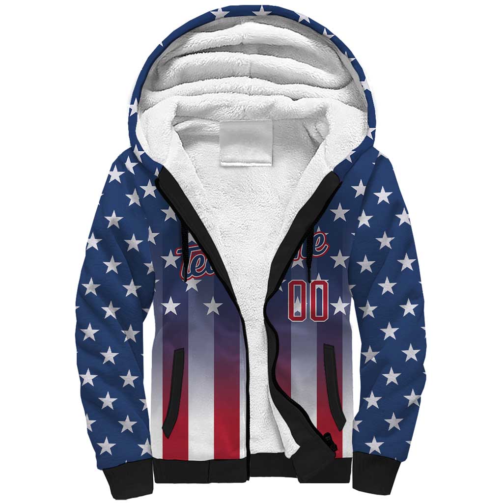 Personalized Team Name American Sherpa Hoodie USA Flag Fashion Sports