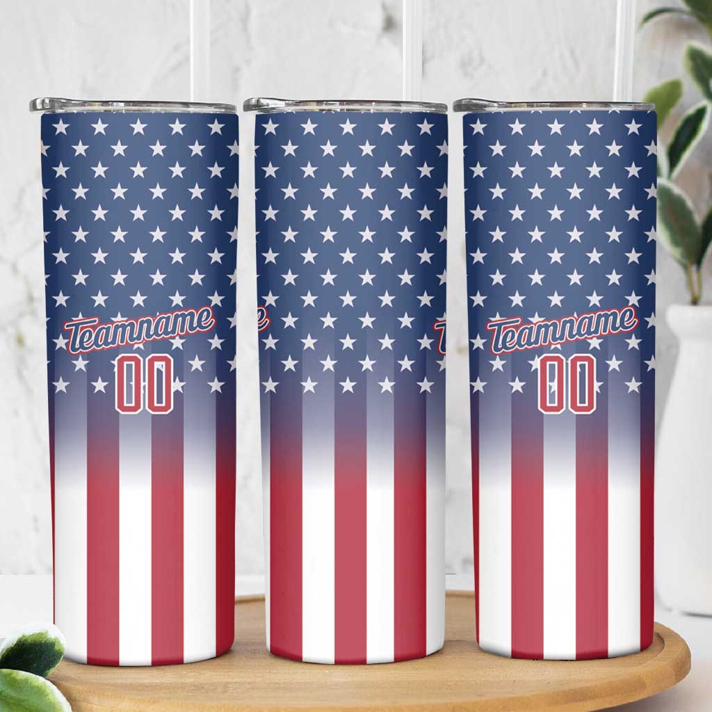 Personalized Team Name American Skinny Tumbler USA Flag Fashion Sports